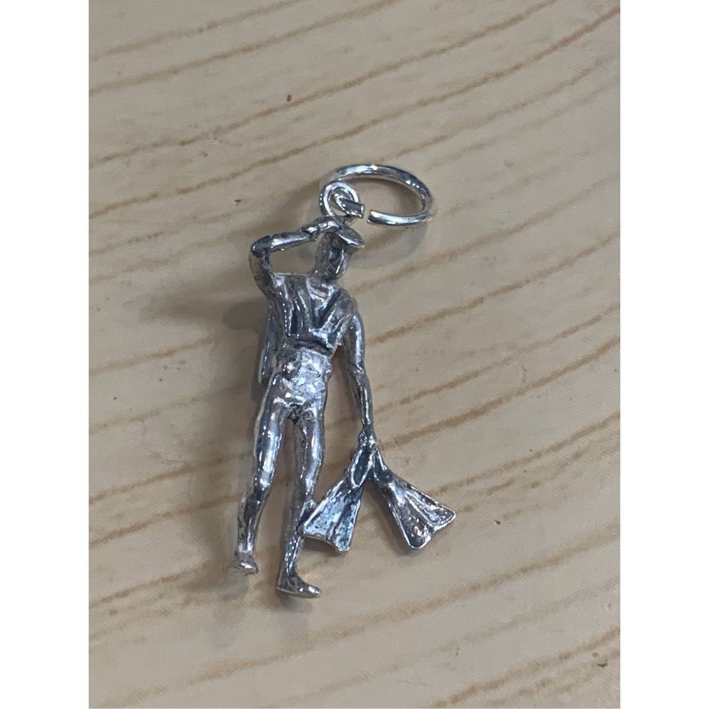 Scuba Diver Sterling Silver Jewelry Charm #swim #scubadiver